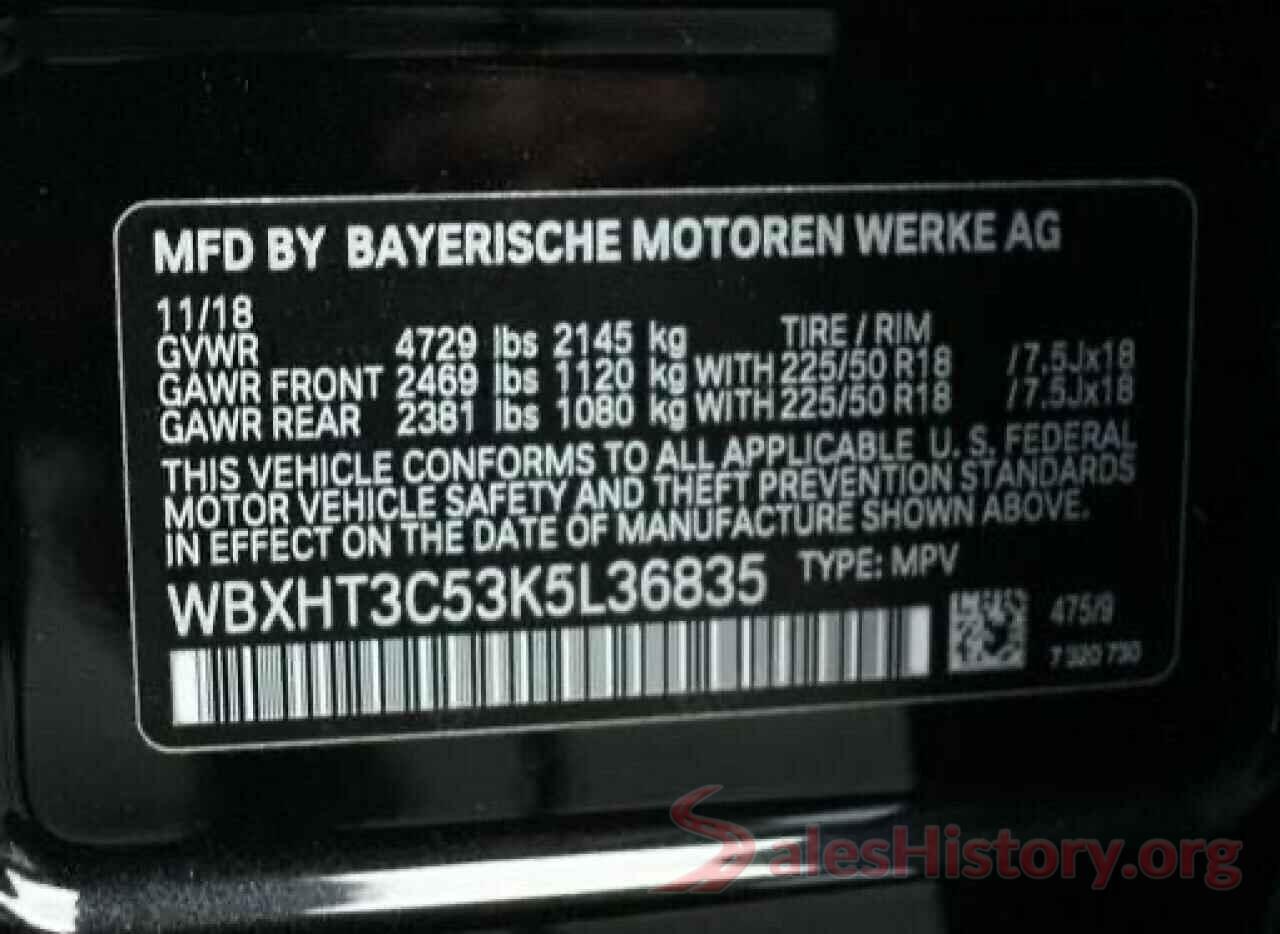 WBXHT3C53K5L36835 2019 BMW X1