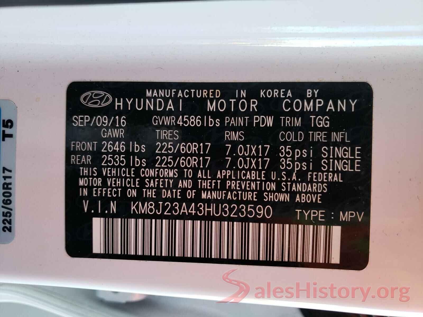 KM8J23A43HU323590 2017 HYUNDAI TUCSON