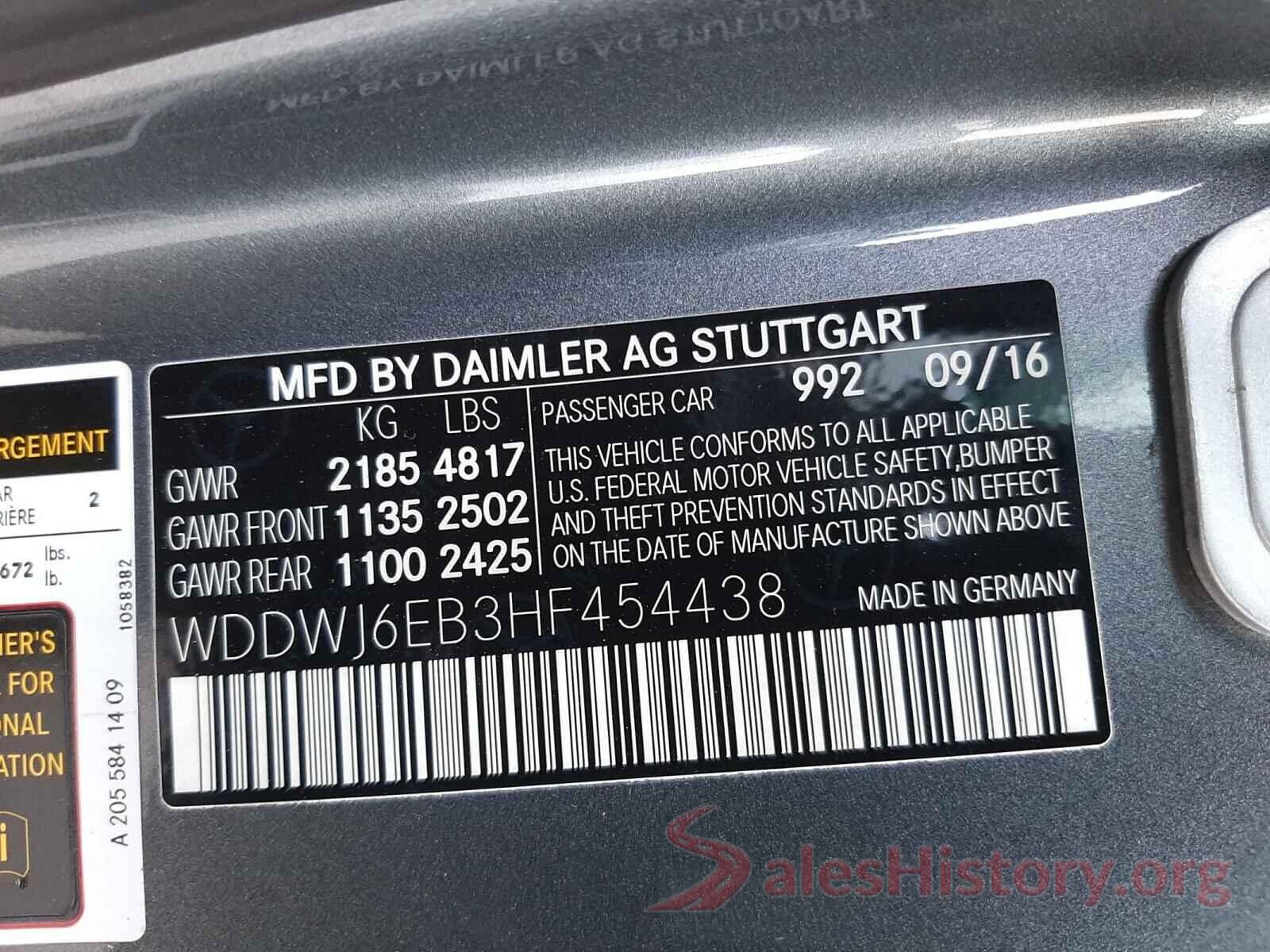 WDDWJ6EB3HF454438 2017 MERCEDES-BENZ C CLASS