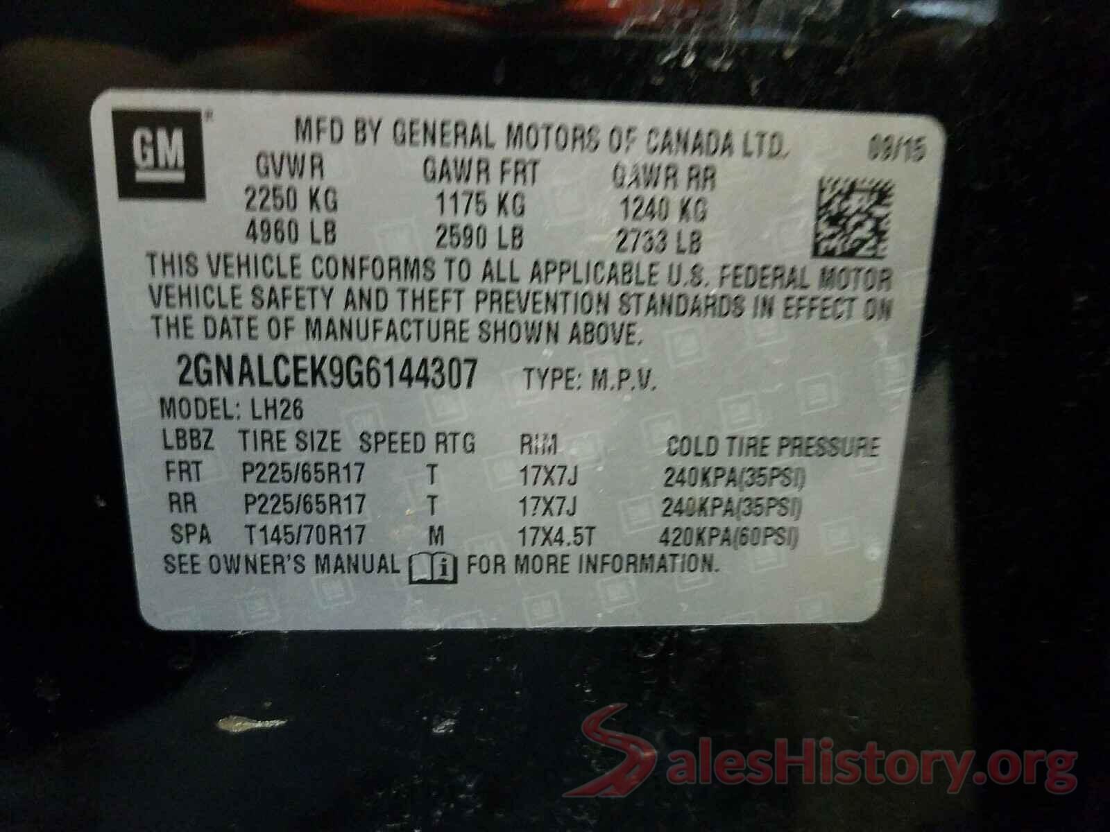 2GNALCEK9G6144307 2016 CHEVROLET EQUINOX