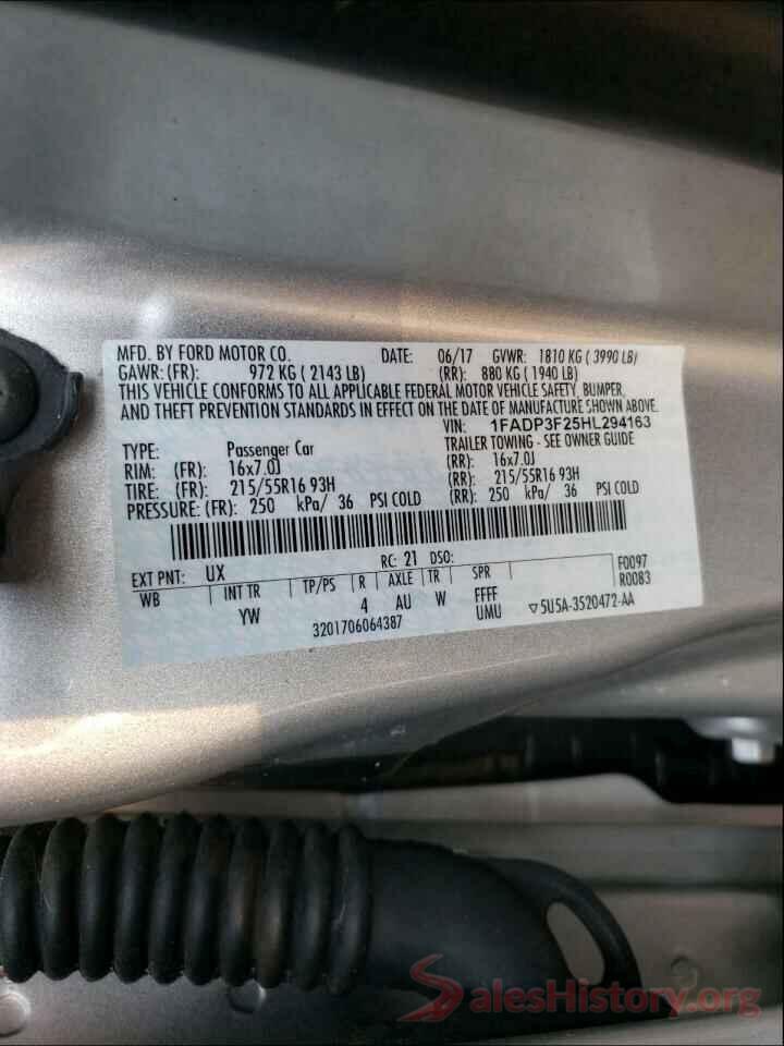 1FADP3F25HL294163 2017 FORD FOCUS