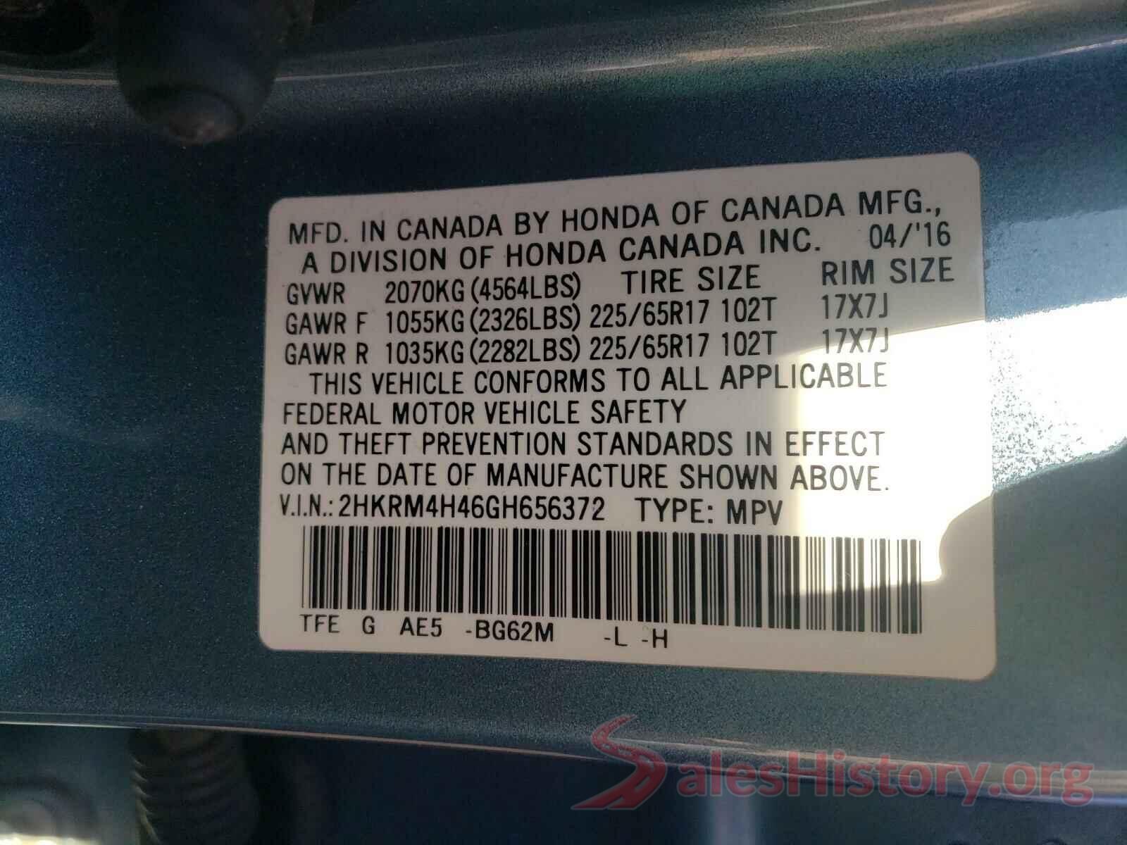 2HKRM4H46GH656372 2016 HONDA CRV