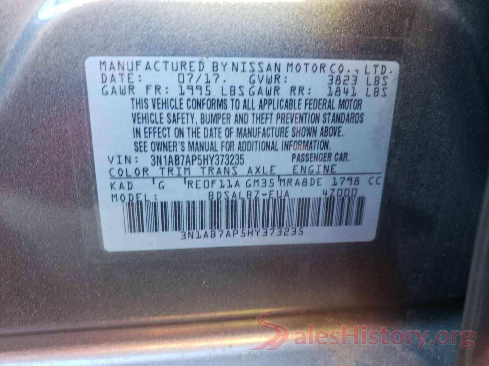 3N1AB7AP5HY373235 2017 NISSAN SENTRA