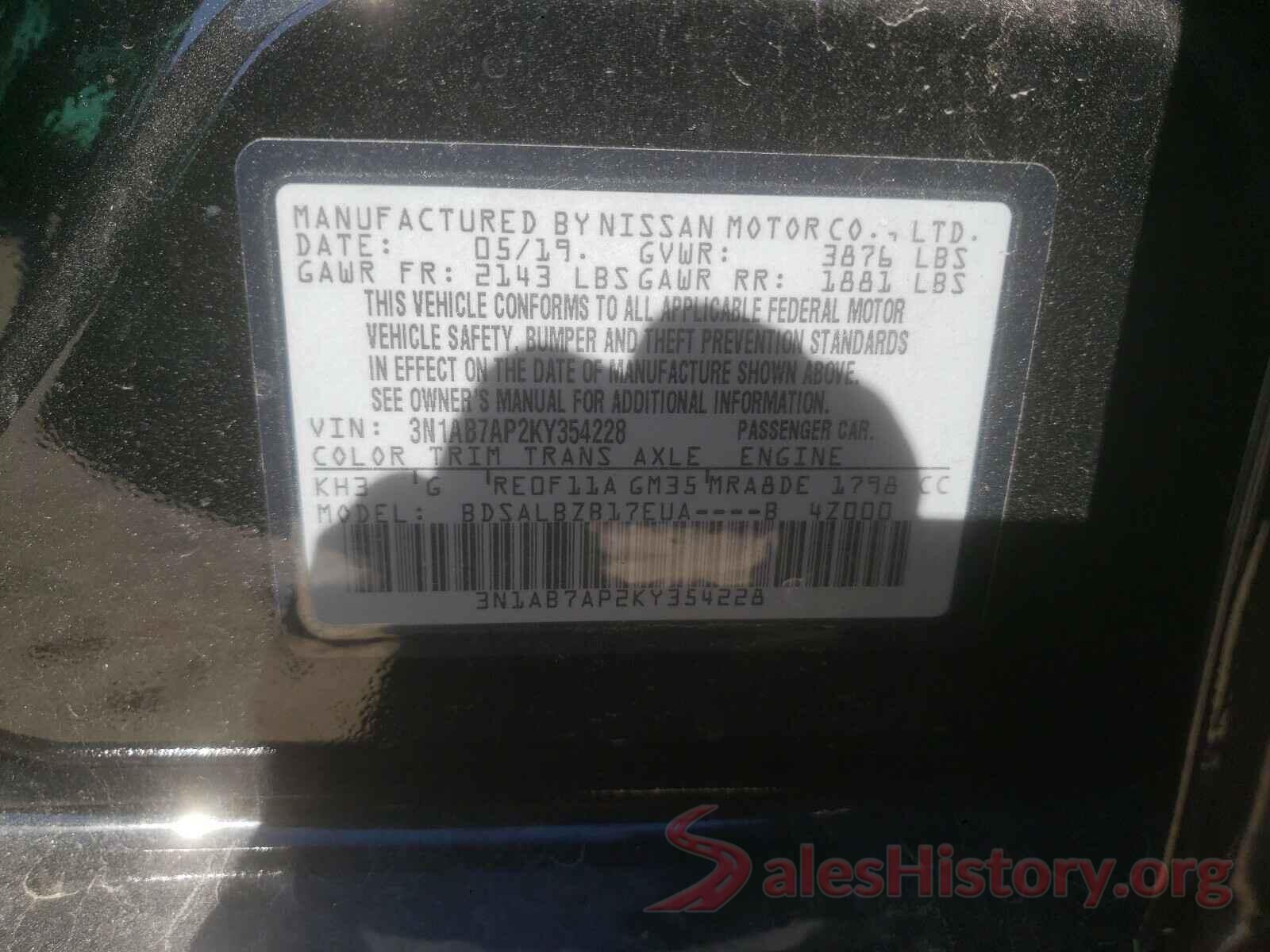 3N1AB7AP2KY354228 2019 NISSAN SENTRA