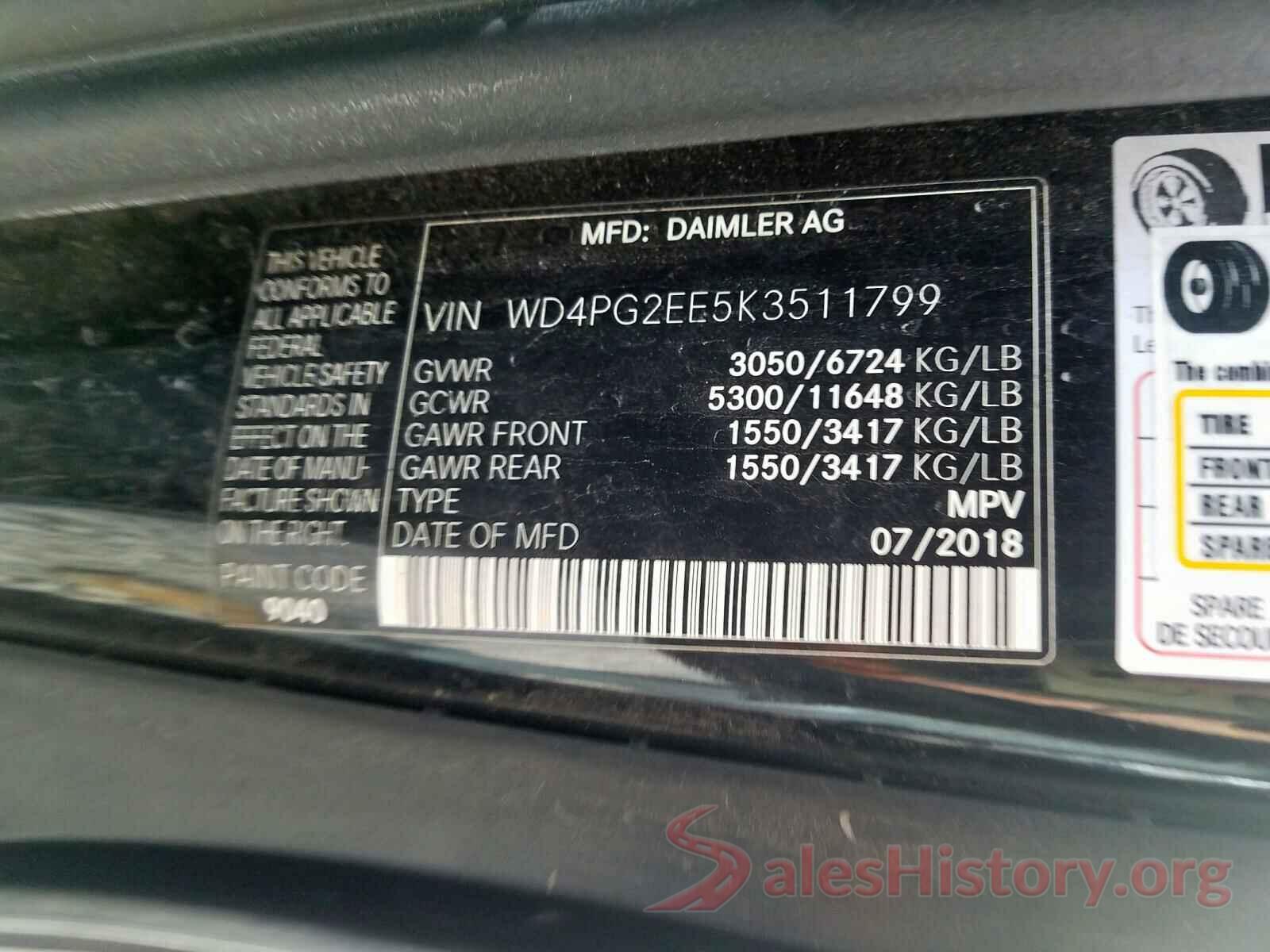 WD4PG2EE5K3511799 2019 MERCEDES-BENZ ALL OTHER