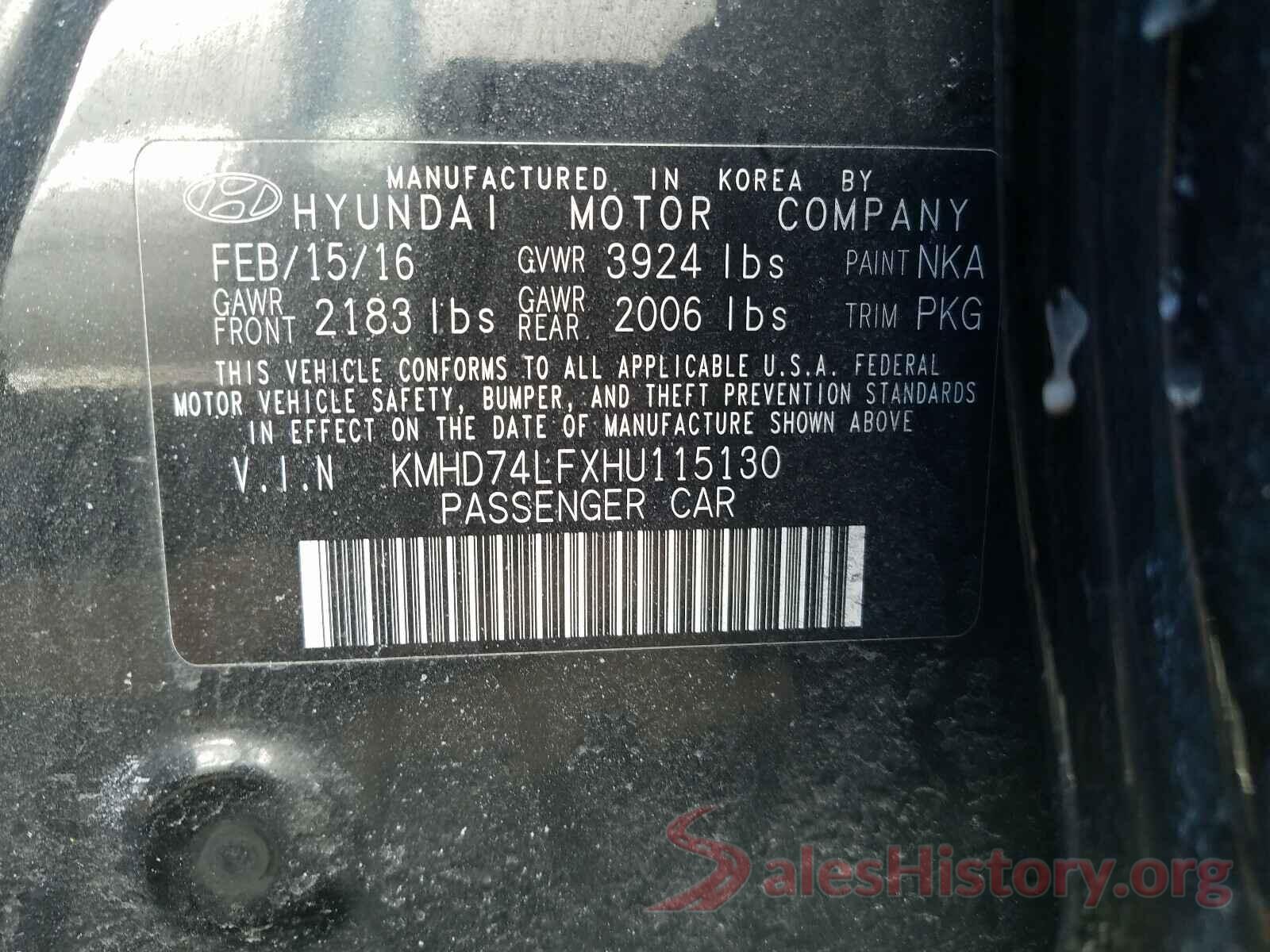 KMHD74LFXHU115130 2017 HYUNDAI ELANTRA