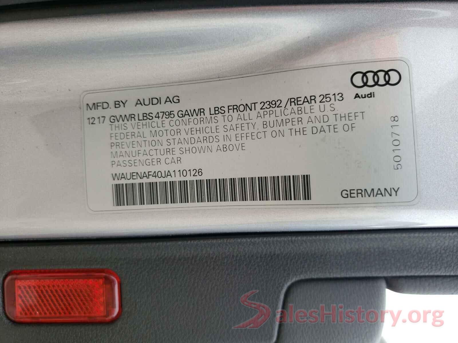 WAUENAF40JA110126 2018 AUDI A4