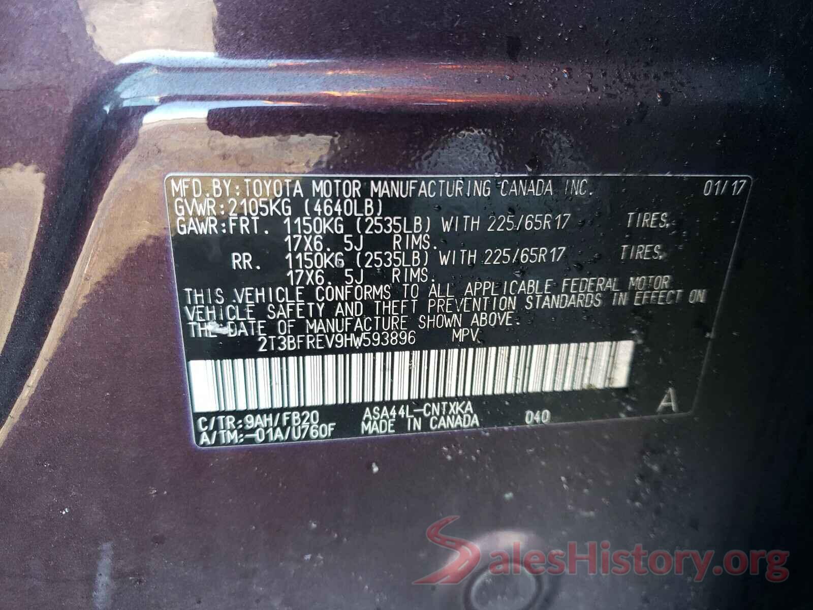 2T3BFREV9HW593896 2017 TOYOTA RAV4