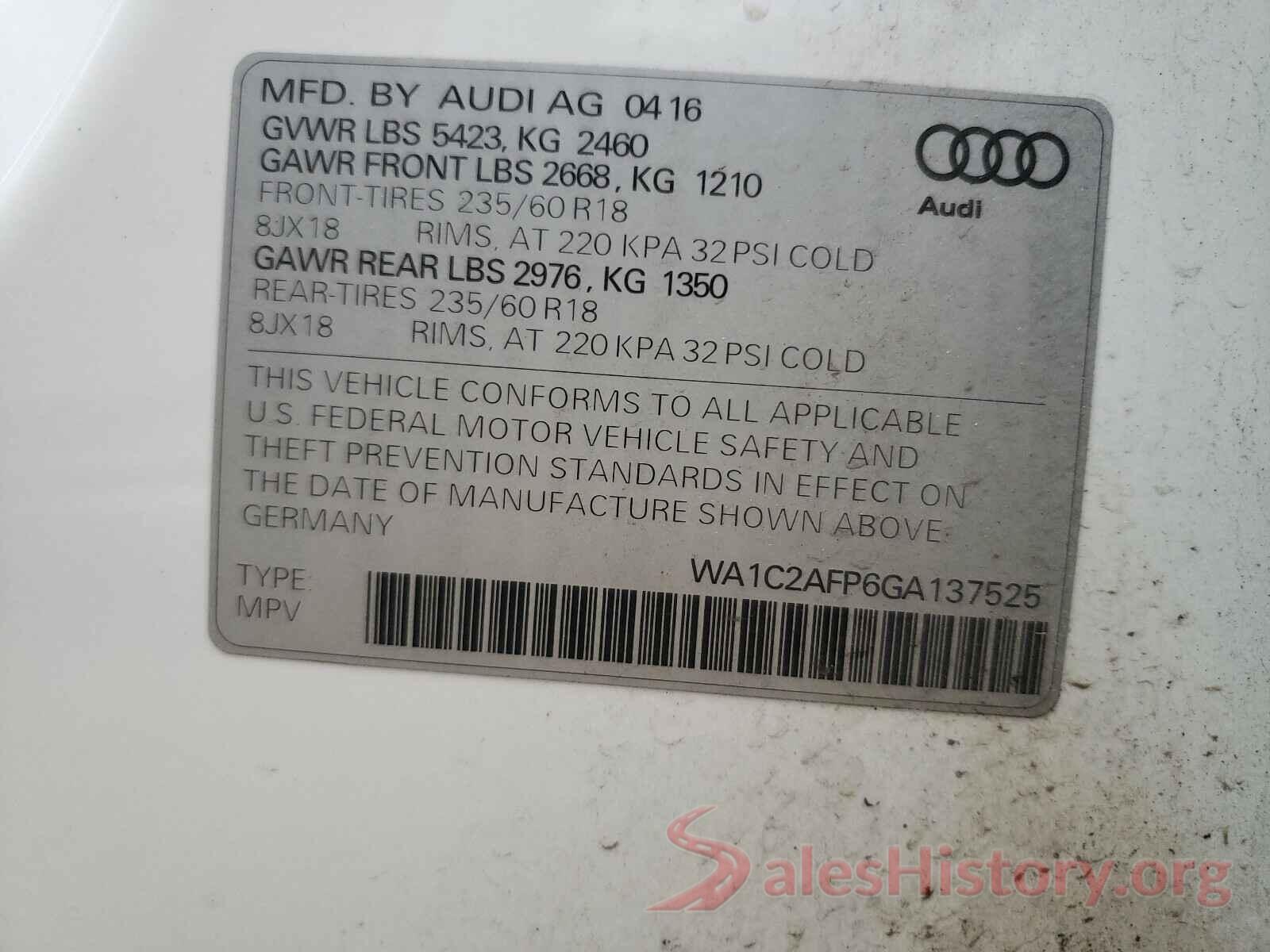 WA1C2AFP6GA137525 2016 AUDI Q5