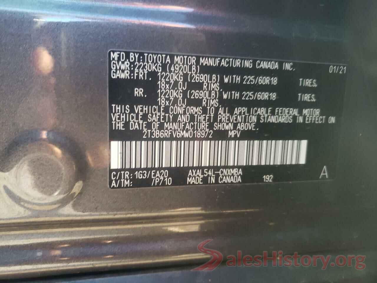 2T3B6RFV6MW018972 2021 TOYOTA RAV4