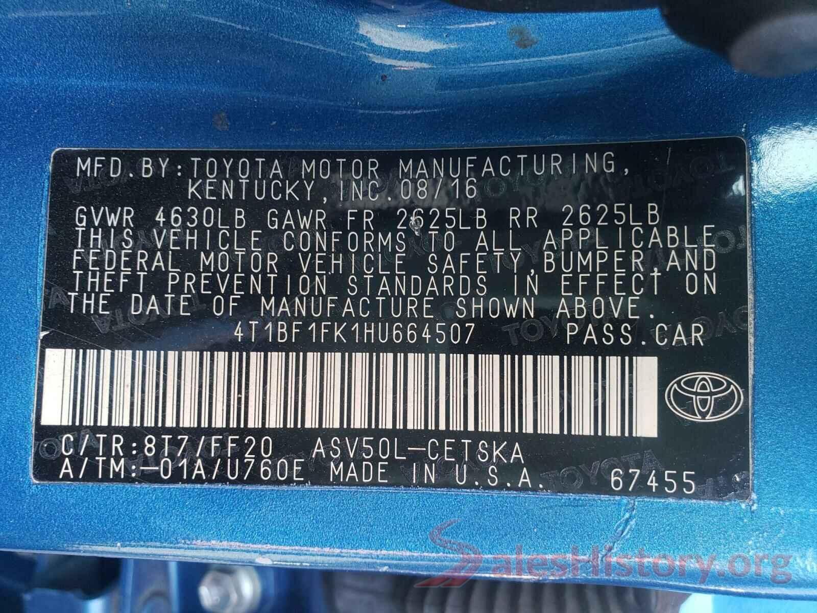 4T1BF1FK1HU664507 2017 TOYOTA CAMRY