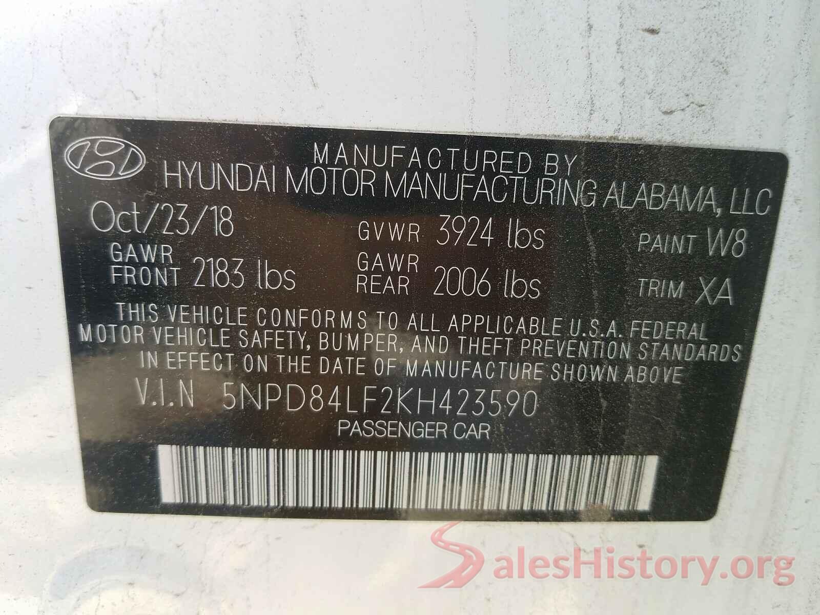 5NPD84LF2KH423590 2019 HYUNDAI ELANTRA