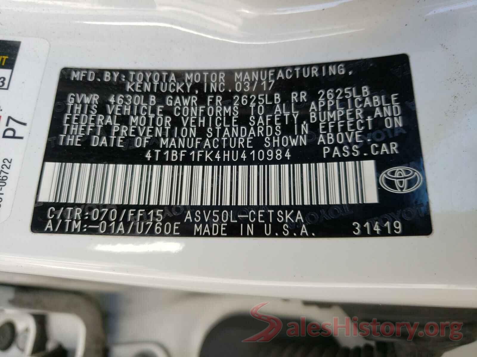 4T1BF1FK4HU410984 2017 TOYOTA CAMRY