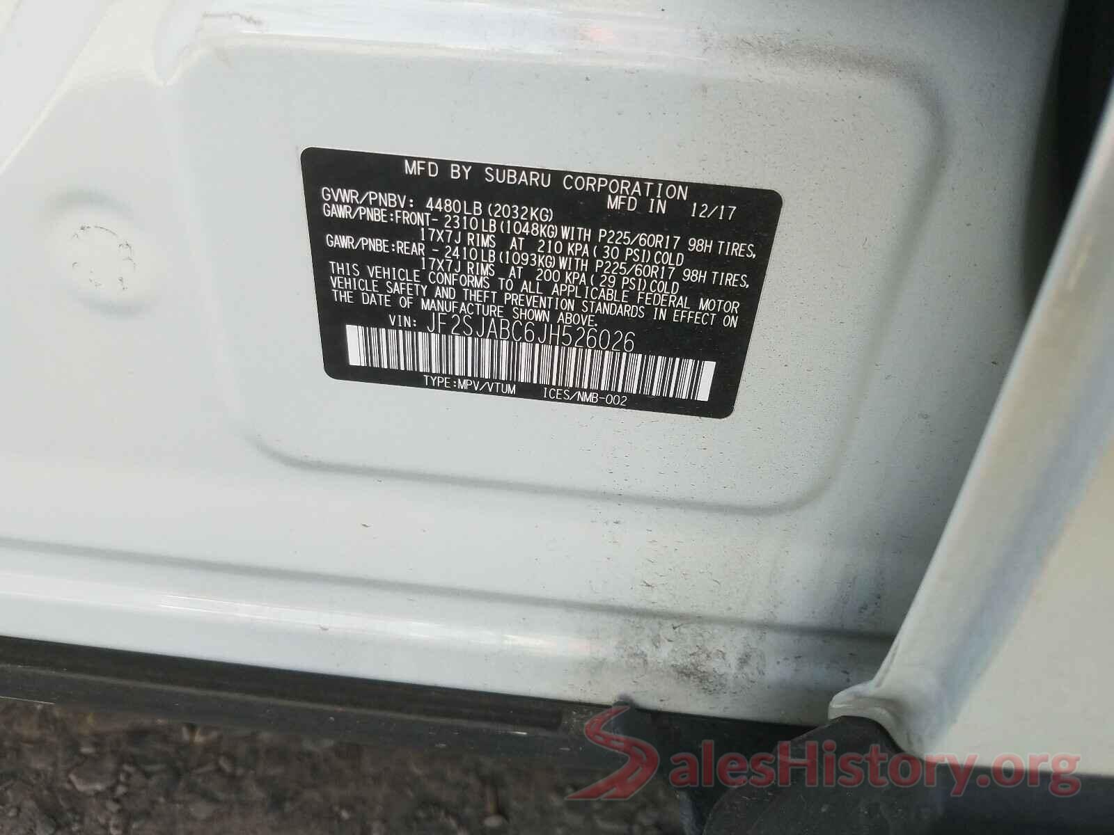 JF2SJABC6JH526026 2018 SUBARU FORESTER