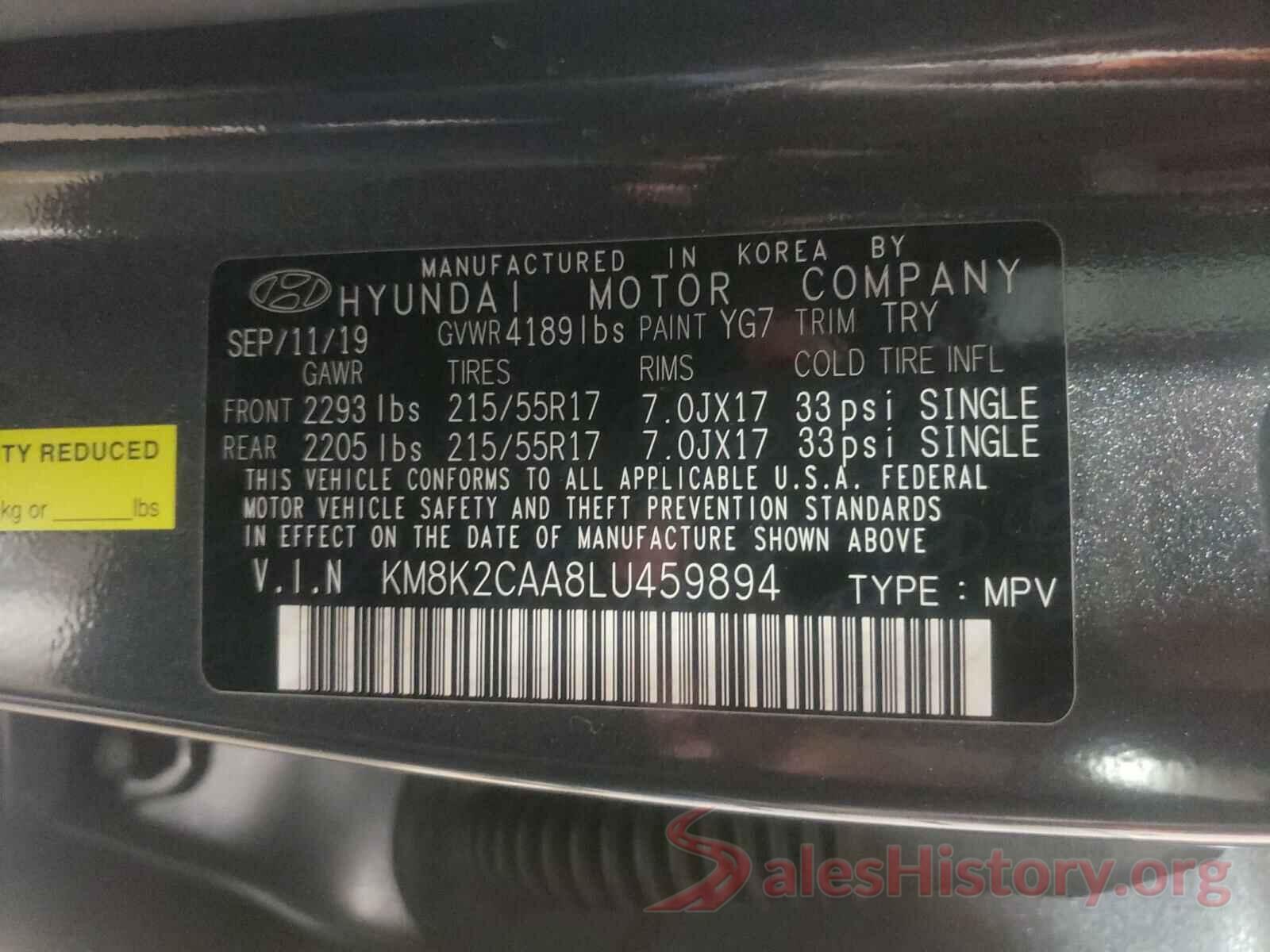 KM8K2CAA8LU459894 2020 HYUNDAI KONA