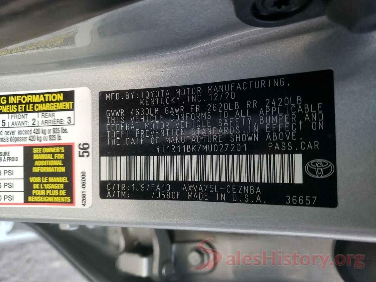 4T1R11BK7MU027201 2021 TOYOTA CAMRY