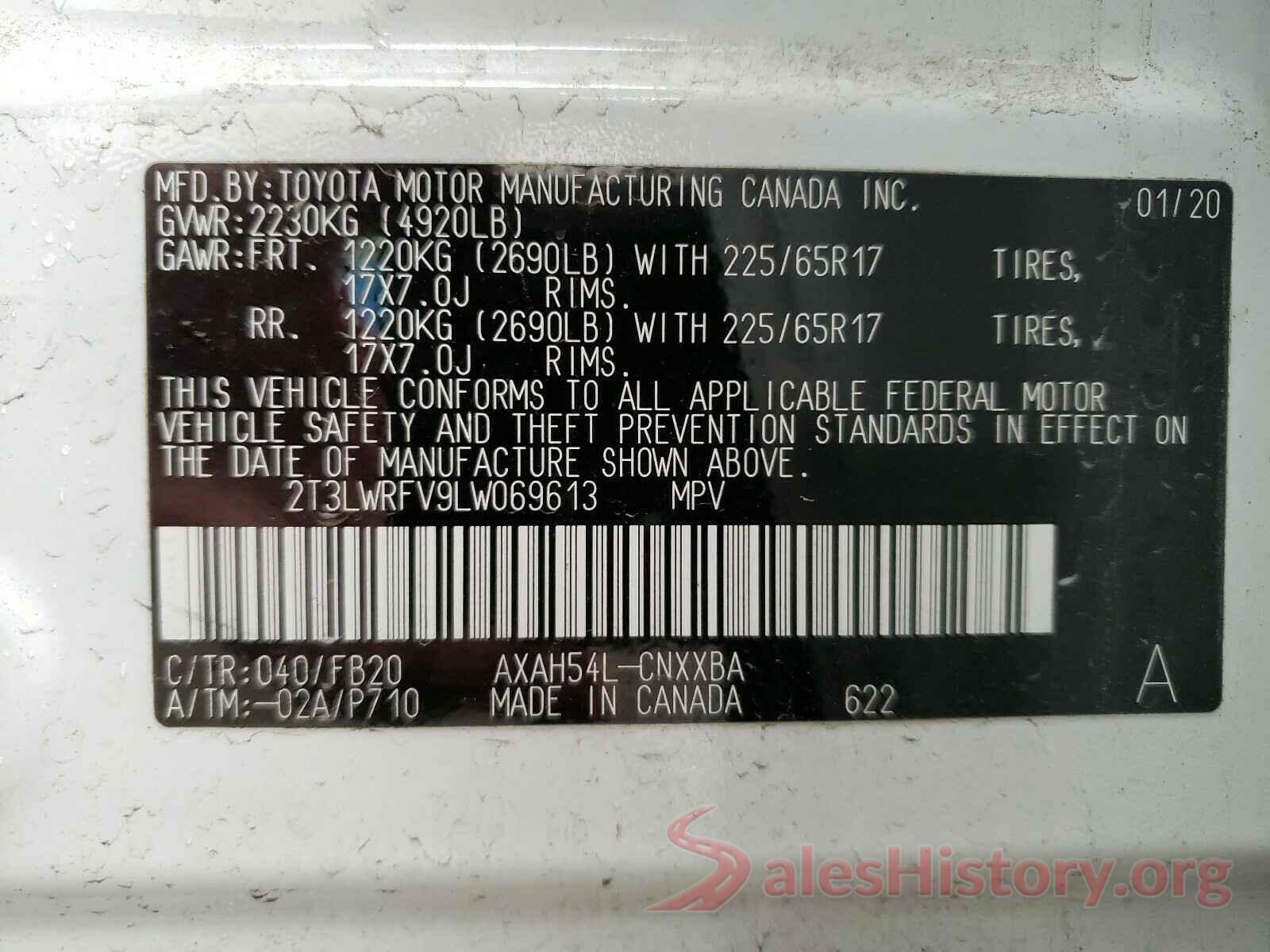 2T3LWRFV9LW069613 2020 TOYOTA RAV4