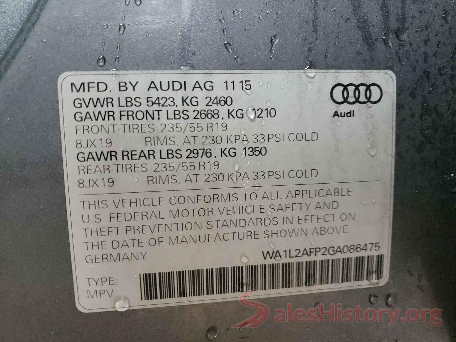 WA1L2AFP2GA086475 2016 AUDI Q5