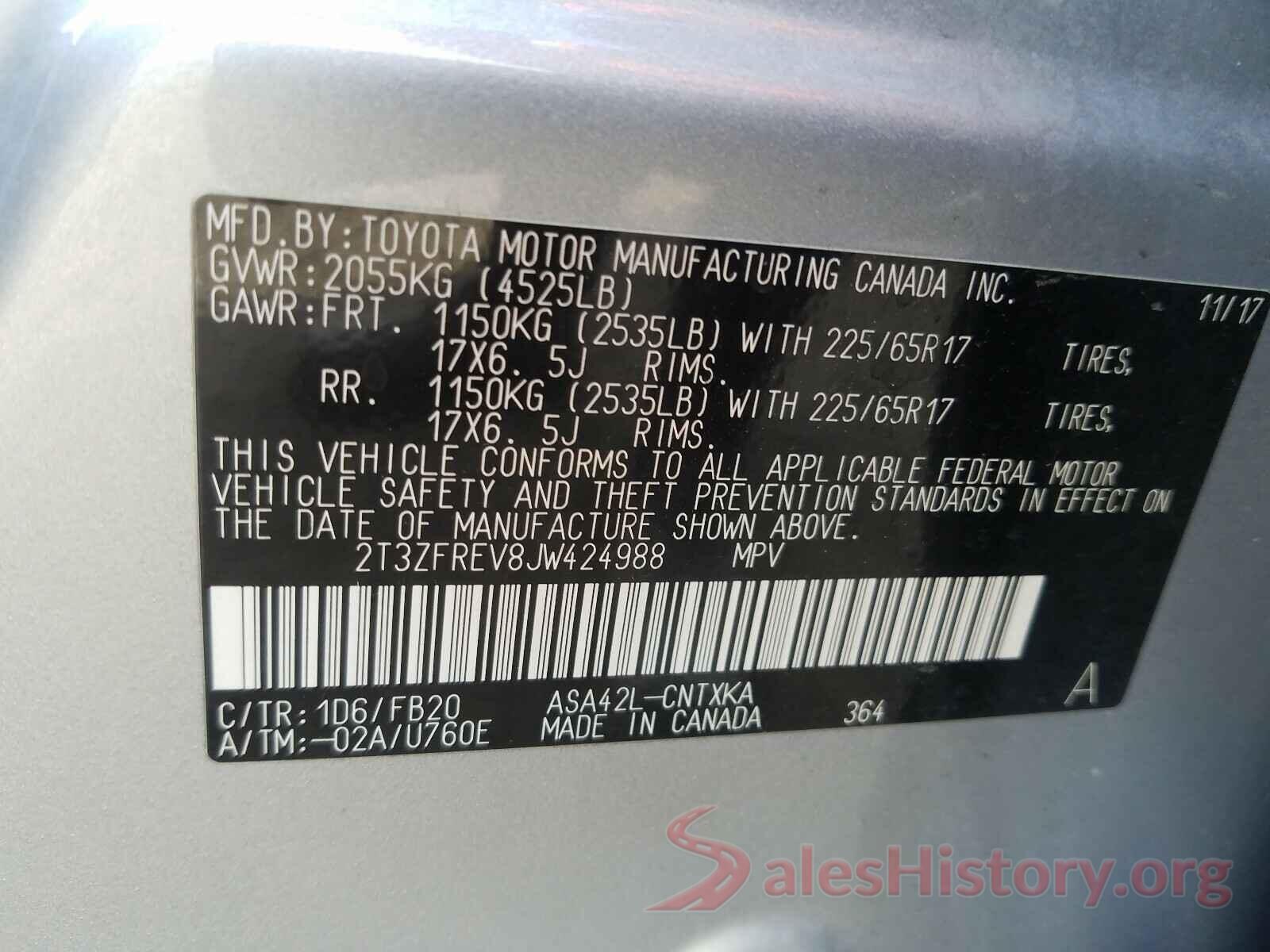 2T3ZFREV8JW424988 2018 TOYOTA RAV4