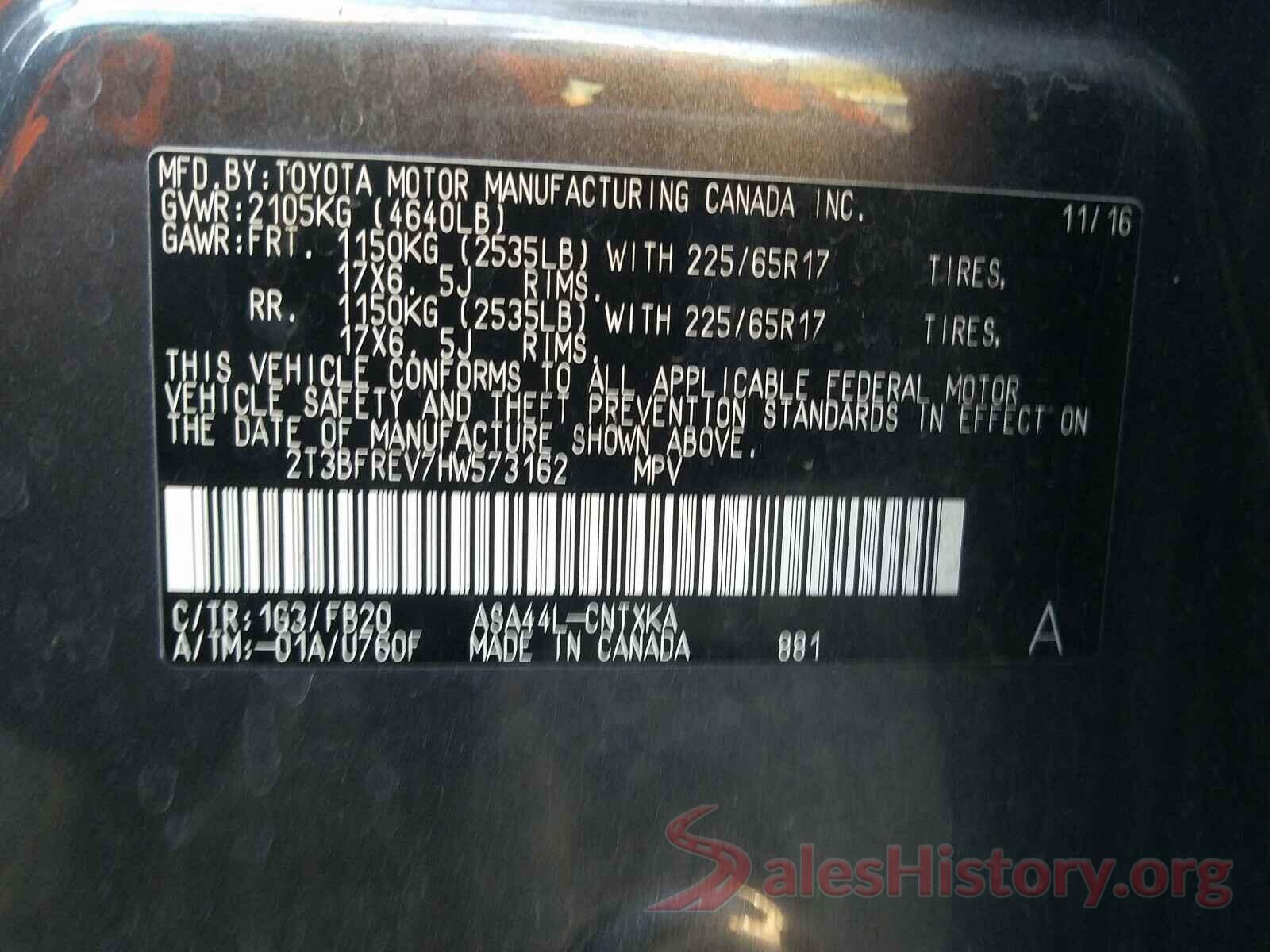 2T3BFREV7HW573162 2017 TOYOTA RAV4