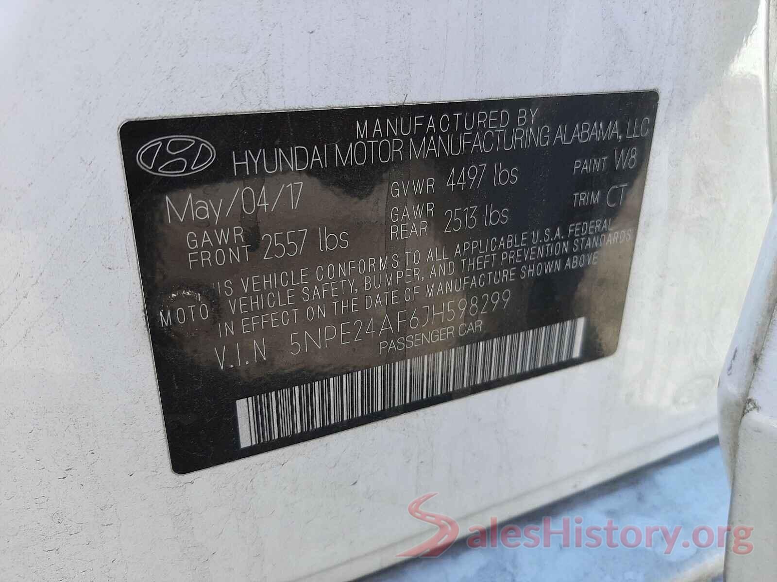 5NPE24AF6JH598299 2018 HYUNDAI SONATA