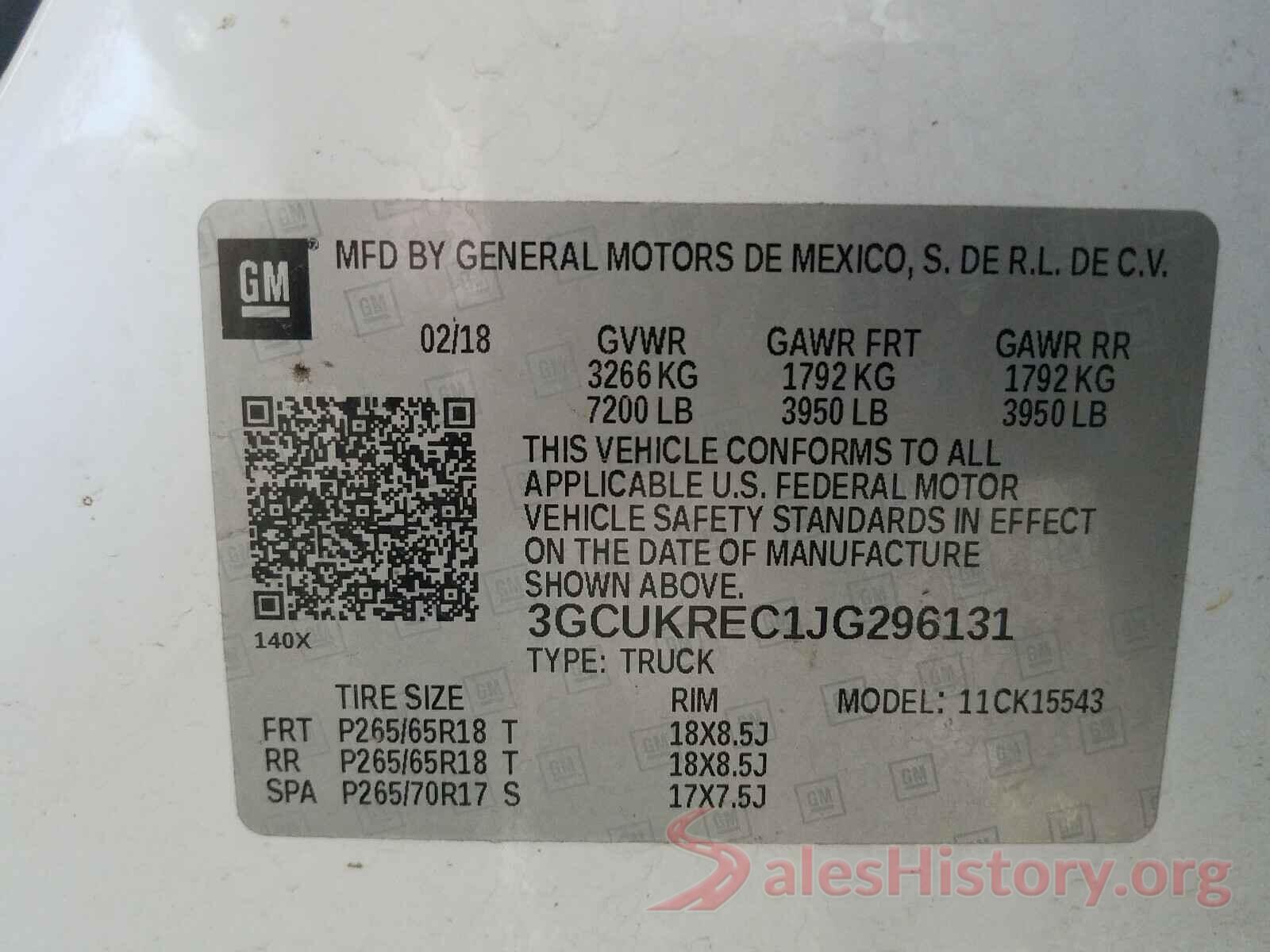 3GCUKREC1JG296131 2018 CHEVROLET SILVERADO