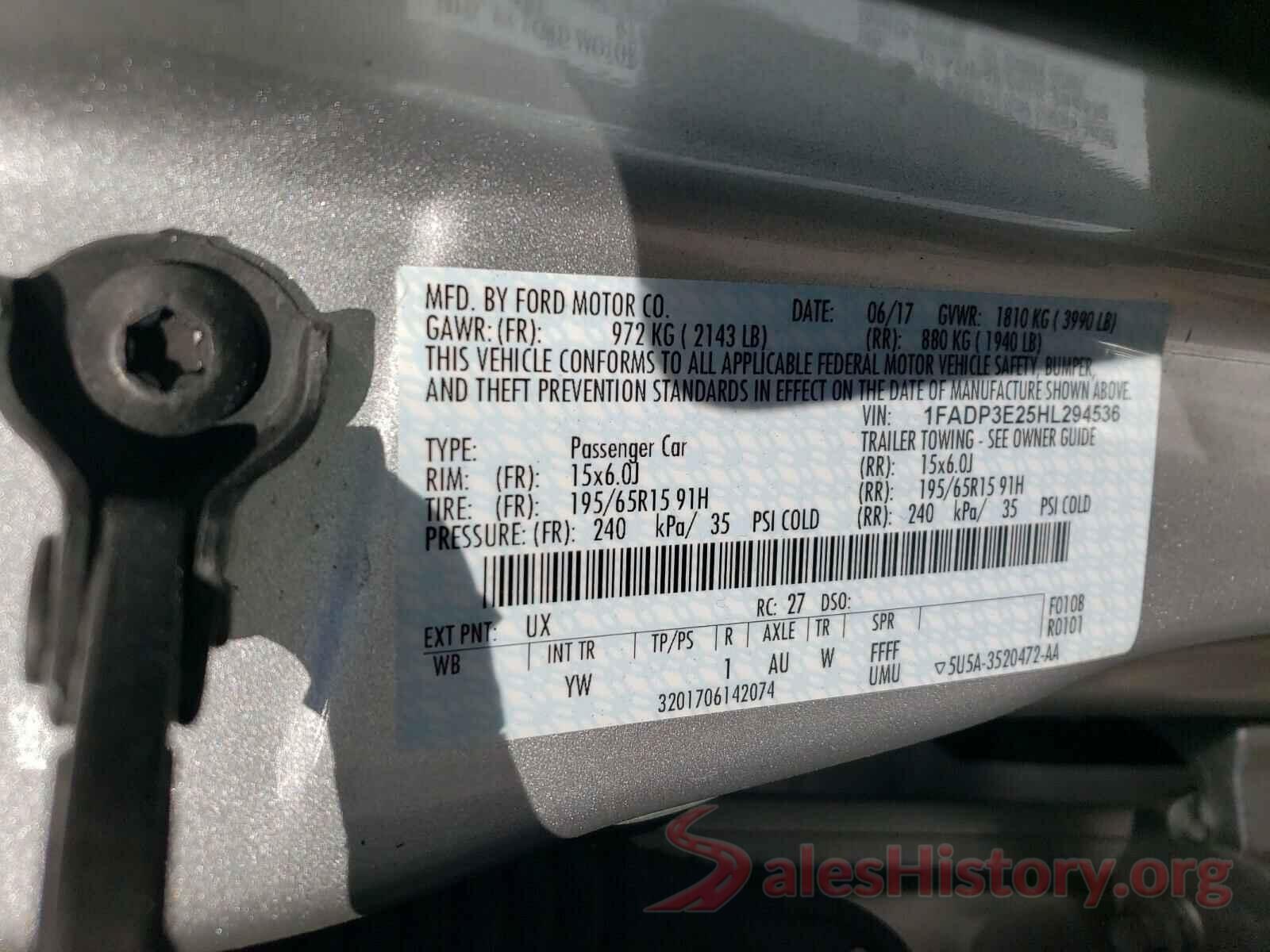 1FADP3E25HL294536 2017 FORD FOCUS