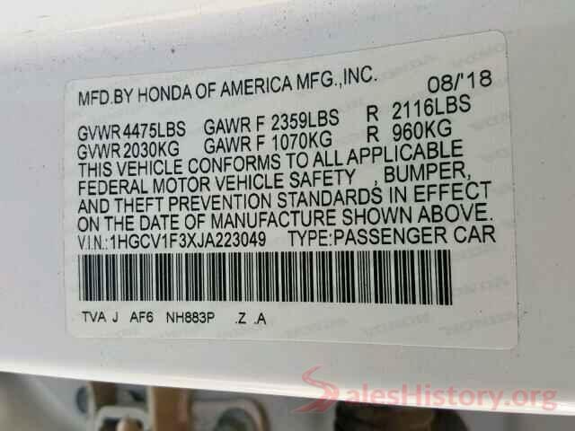 1HGCV1F3XJA223049 2018 HONDA ACCORD