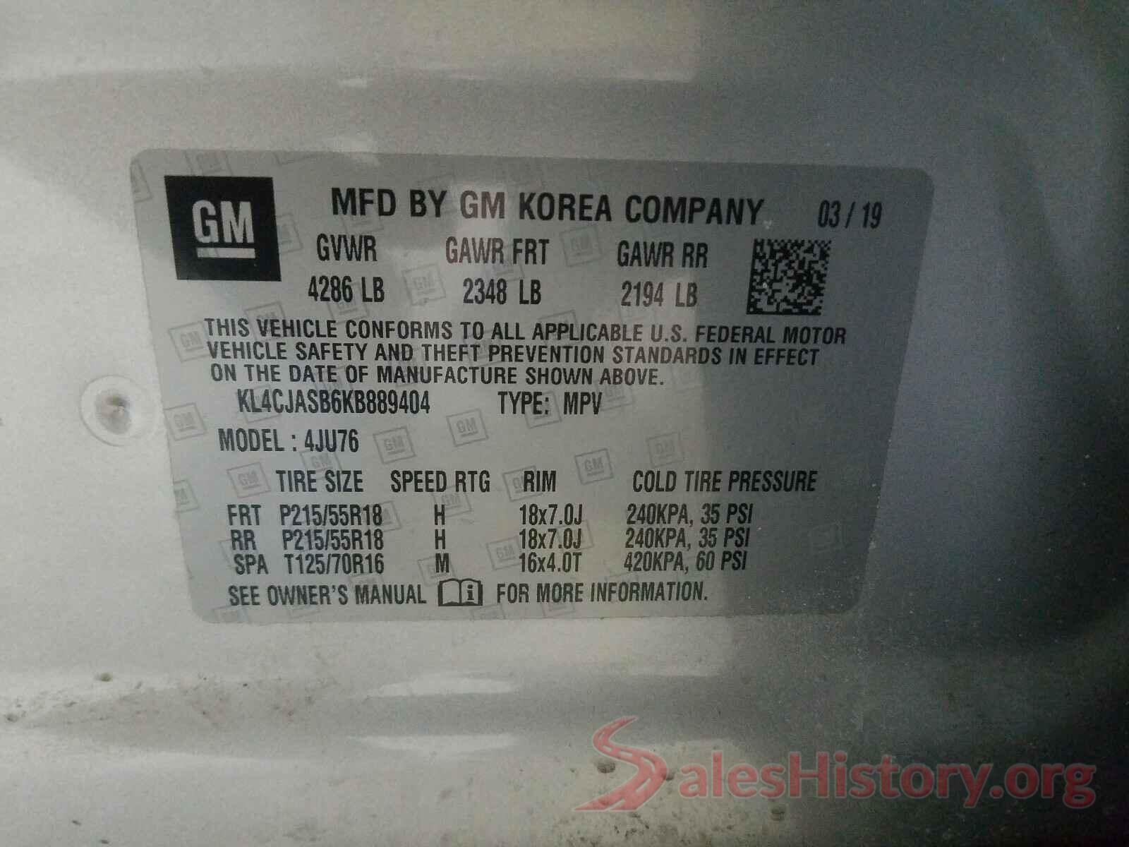 KL4CJASB6KB889404 2019 BUICK ENCORE