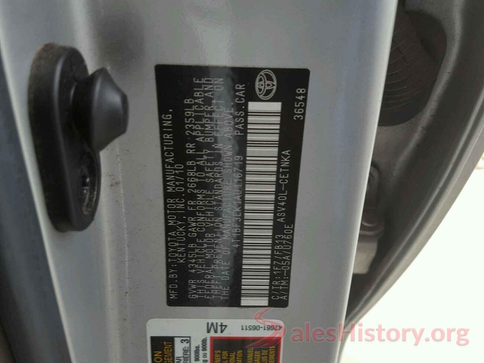 4T1BF3EK1AU116719 2010 TOYOTA CAMRY BASE