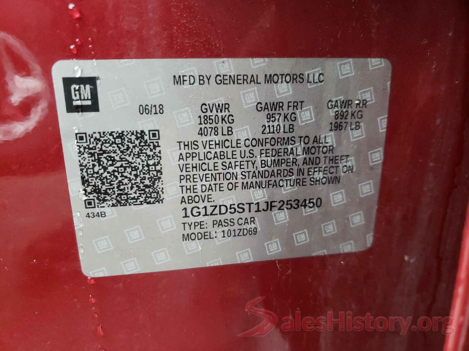 1G1ZD5ST1JF253450 2018 CHEVROLET MALIBU