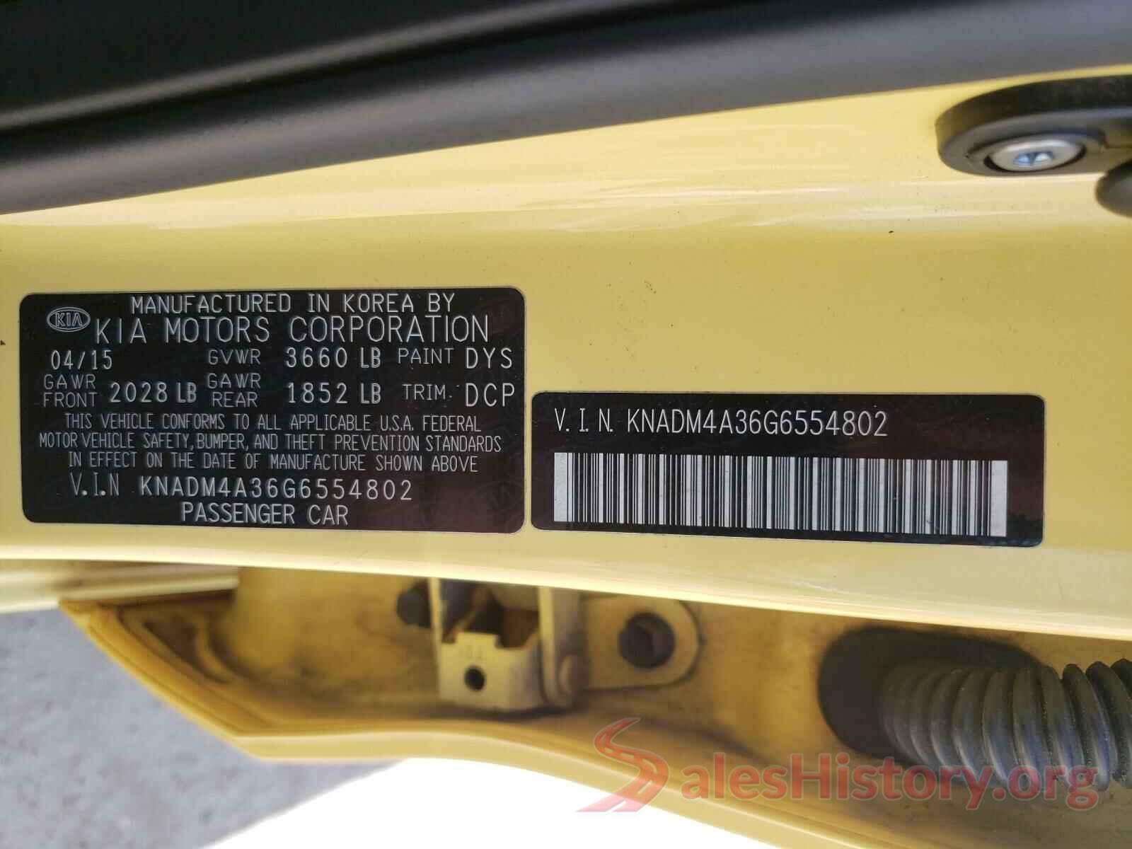 KNADM4A36G6554802 2016 KIA RIO