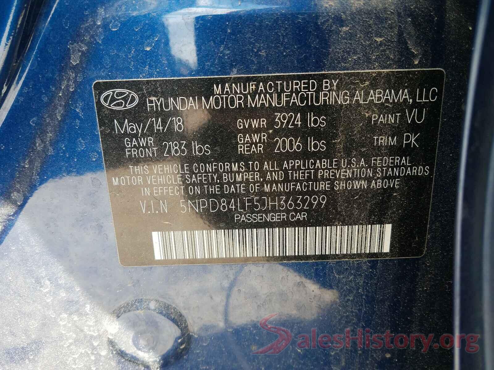 5NPD84LF5JH363299 2018 HYUNDAI ELANTRA