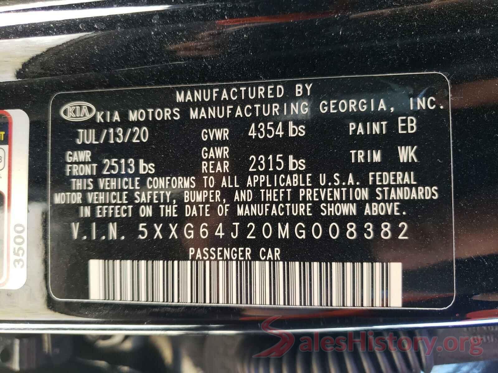 5XXG64J20MG008382 2021 KIA K5