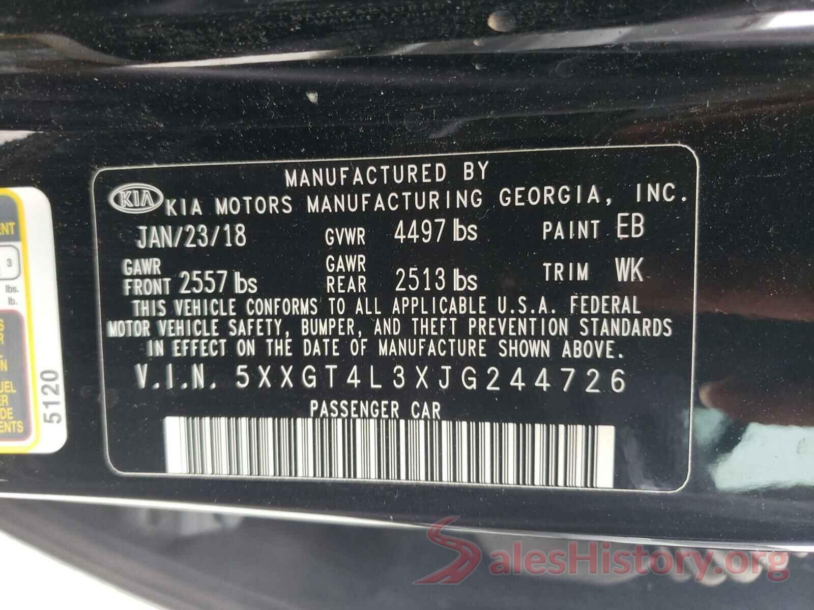 5XXGT4L3XJG244726 2018 KIA OPTIMA