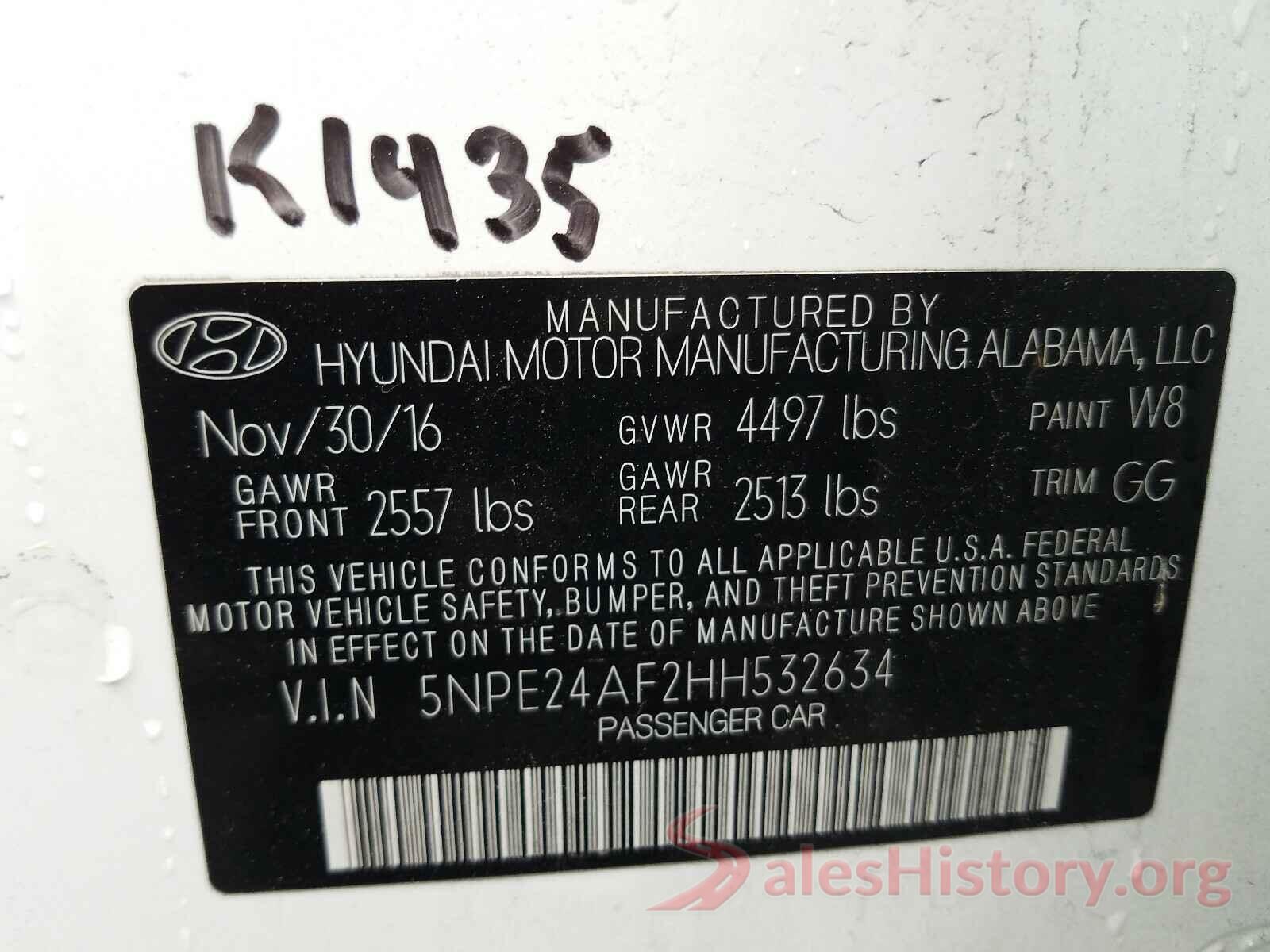 5NPE24AF2HH532634 2017 HYUNDAI SONATA