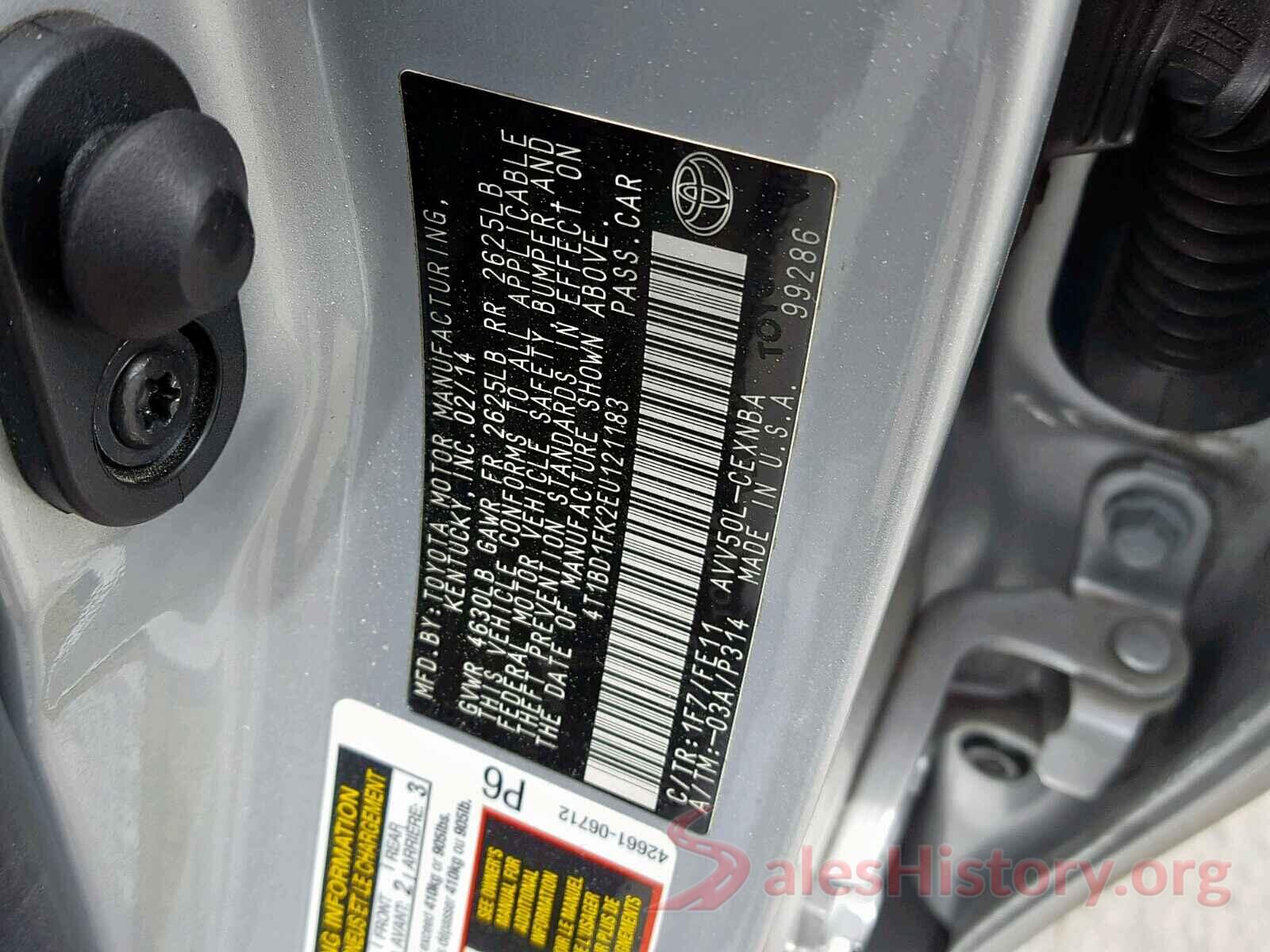 4T1BD1FK2EU121183 2014 TOYOTA CAMRY