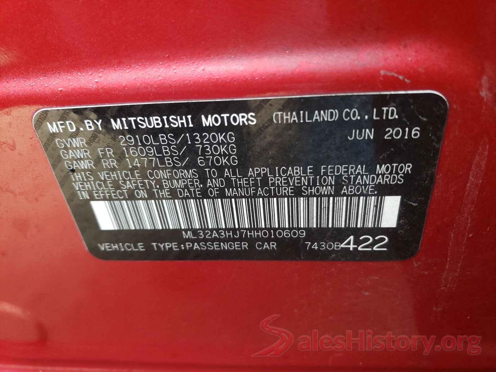 ML32A3HJ7HH010609 2017 MITSUBISHI MIRAGE