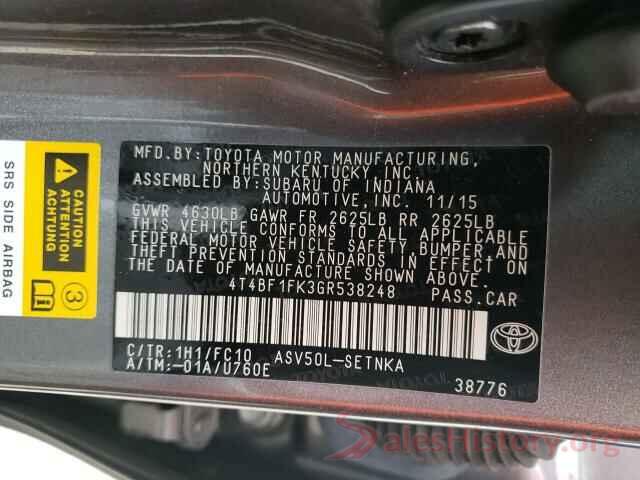 4T4BF1FK3GR538248 2016 TOYOTA CAMRY