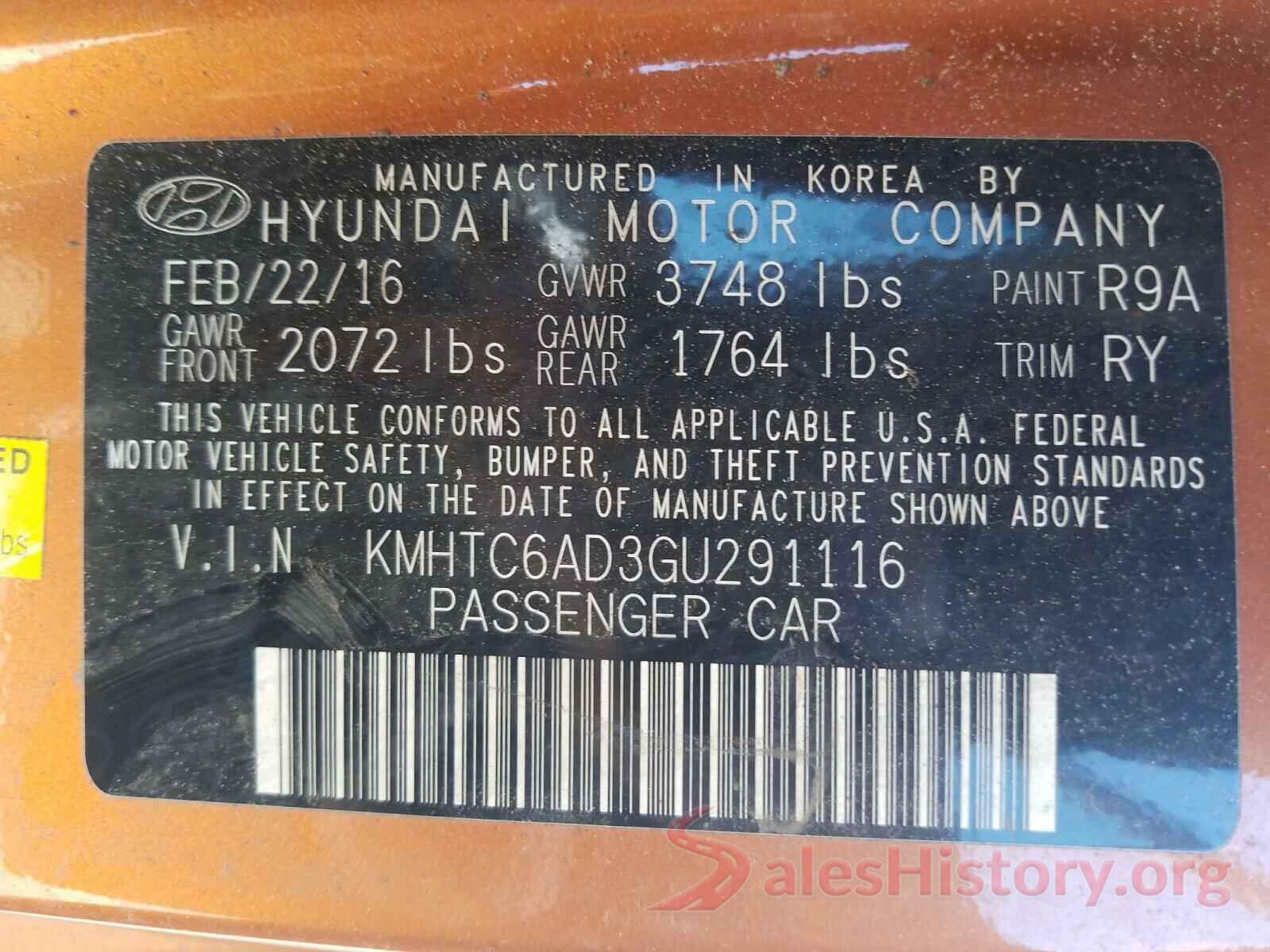 KMHTC6AD3GU291116 2016 HYUNDAI VELOSTER