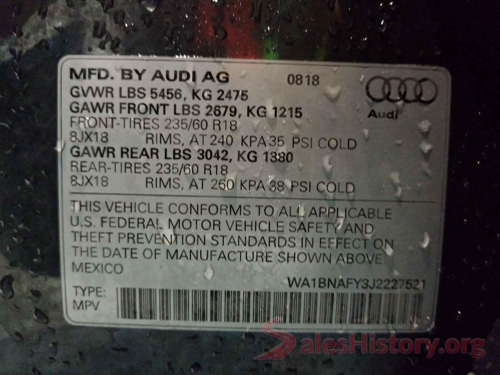 WA1BNAFY3J2227521 2018 AUDI Q5