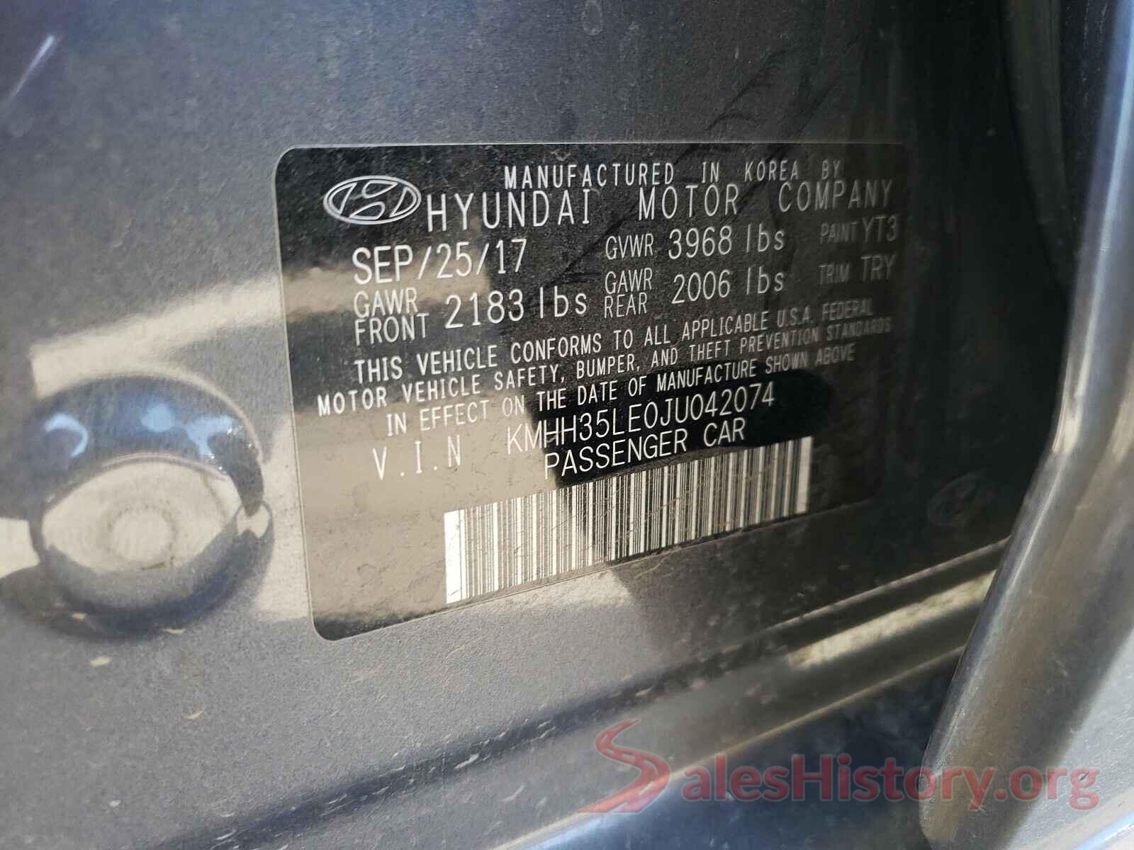 KMHH35LE0JU042074 2018 HYUNDAI ELANTRA