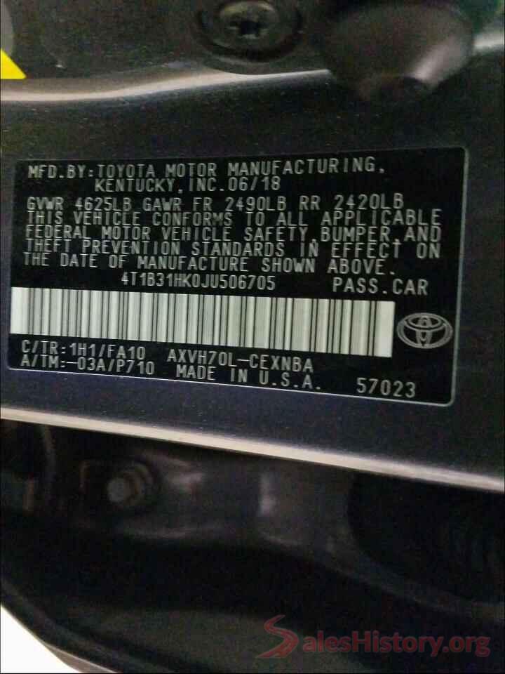 4T1B31HK0JU506705 2018 TOYOTA CAMRY