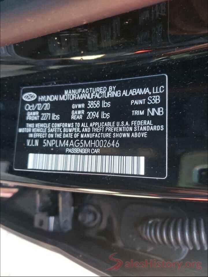 5NPLM4AG5MH002646 2021 HYUNDAI ELANTRA