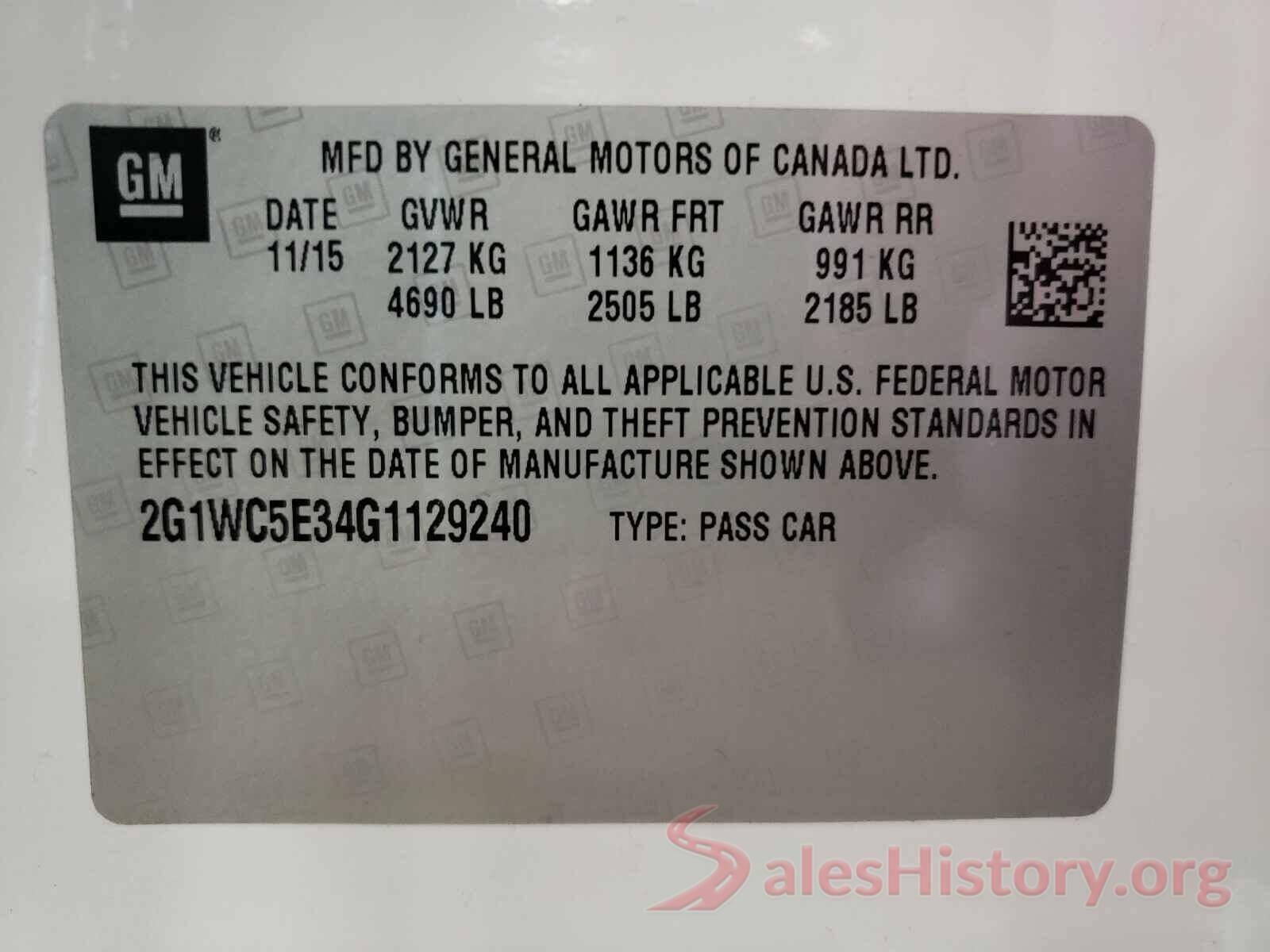 2G1WC5E34G1129240 2016 CHEVROLET IMPALA