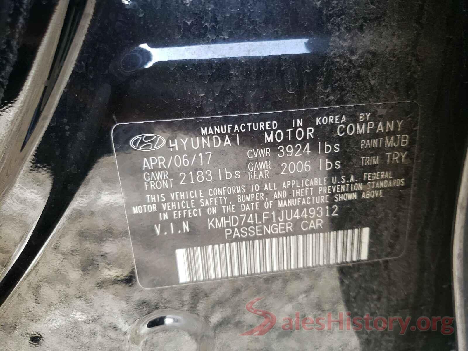 KMHD74LF1JU449312 2018 HYUNDAI ELANTRA