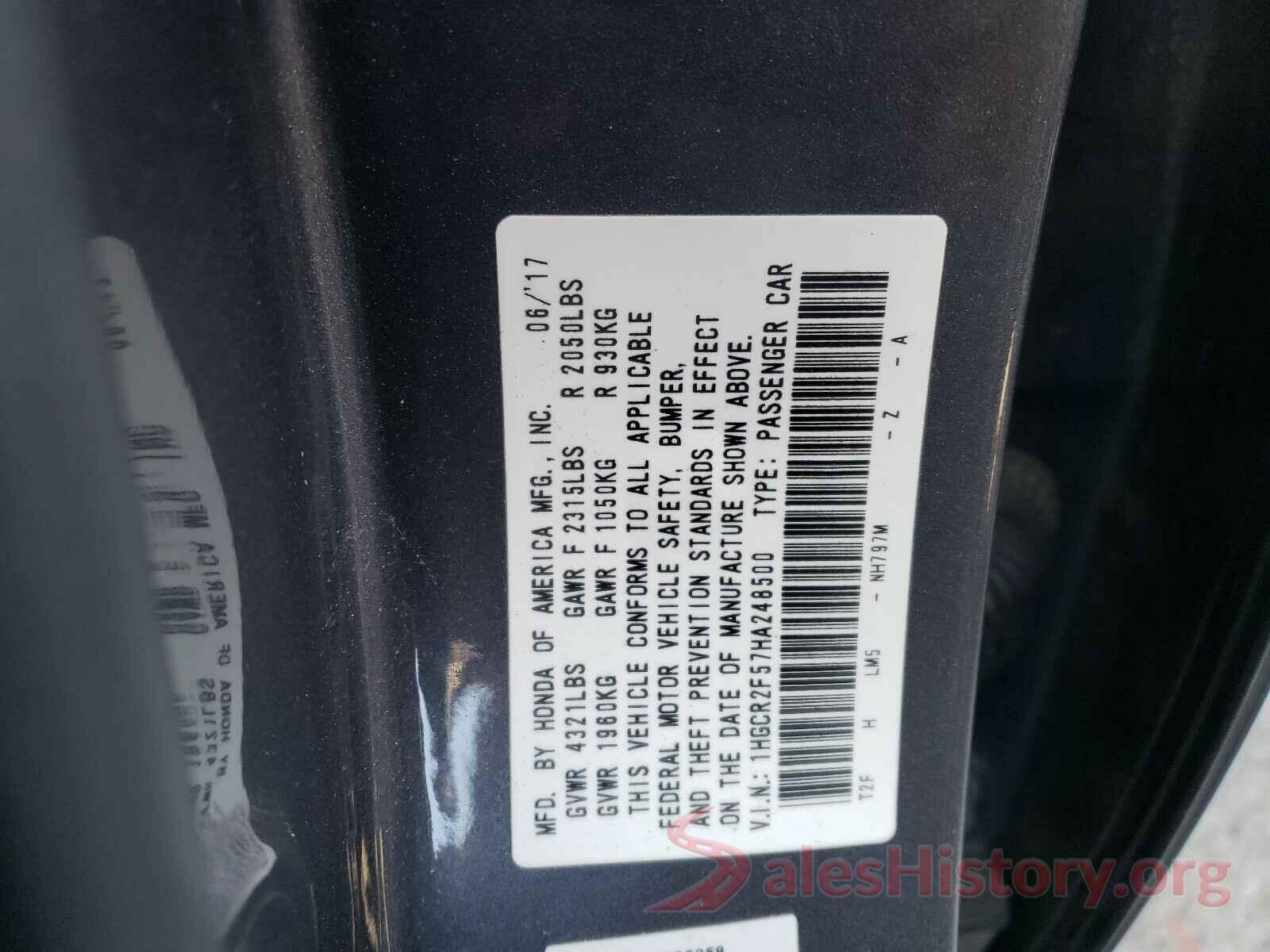 1HGCR2F57HA248500 2017 HONDA ACCORD