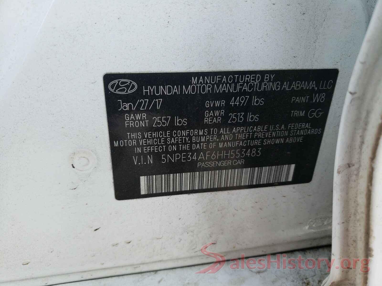 5NPE34AF6HH553483 2017 HYUNDAI SONATA