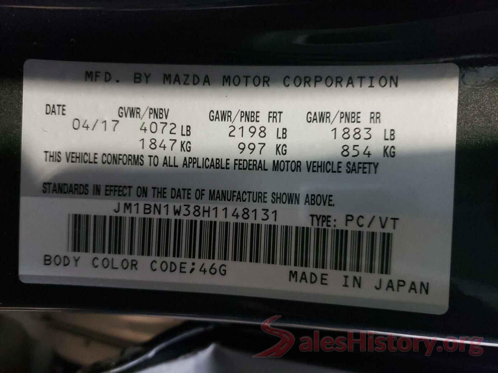 JM1BN1W38H1148131 2017 MAZDA 3