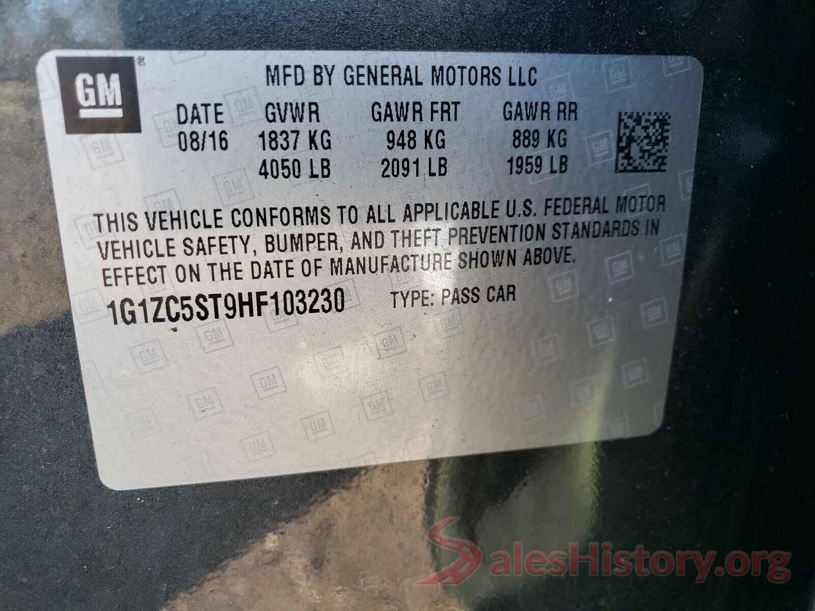 1G1ZC5ST9HF103230 2017 CHEVROLET MALIBU